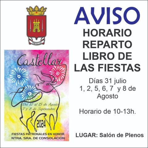 Horario de reparto de los libros de las fiestas 2024