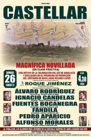 Presentación cartel novillada en clase práctica del 26 de Febrero