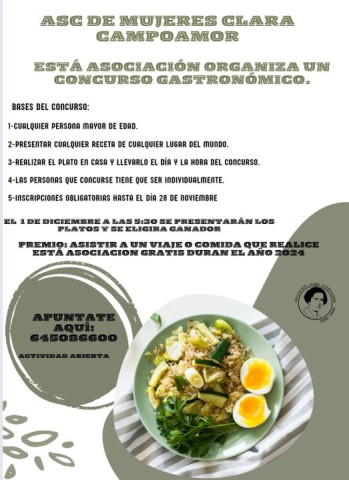 Concurso de recetas navideñas. Asociación de Mujeres Clara Campoamor