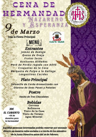 Cena de Hermandad Cofradía Nuestro Padre Jesús Nazareno