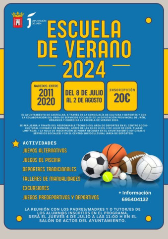Abierto plazo de inscripción para la Escuela de Verano 2024